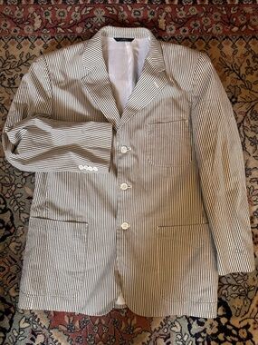 Brooks Brothers Multicolor Seersuckers Tan White Men’s Sports Coat Size 42 R